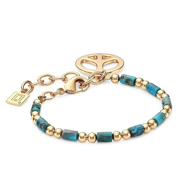 DANNIJO Augustine 10k Goldplated & Turquoise Peace Beaded Bracelet NWT - Picture 2 of 16